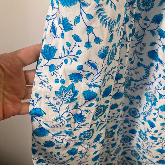 Womens Draper James Floral Smocked Sundress White Teal L Cotton - Picture 6 of 11